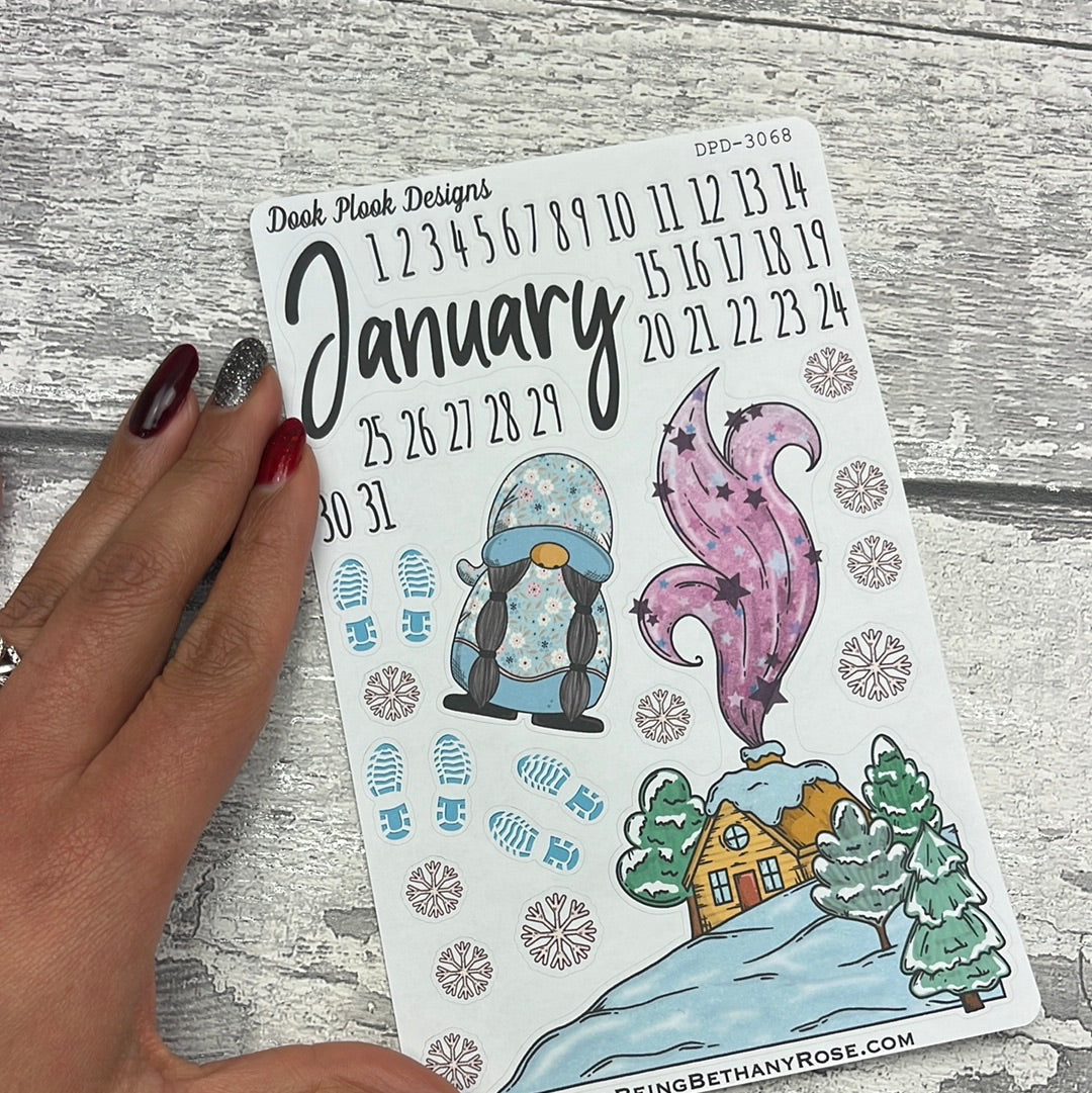 Blair - Pink winter January journalling planner stickers (DPD3068)