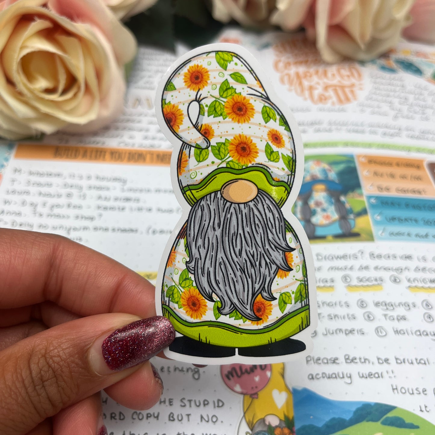 (0144) Sunflower Gonk - vinyl sticker