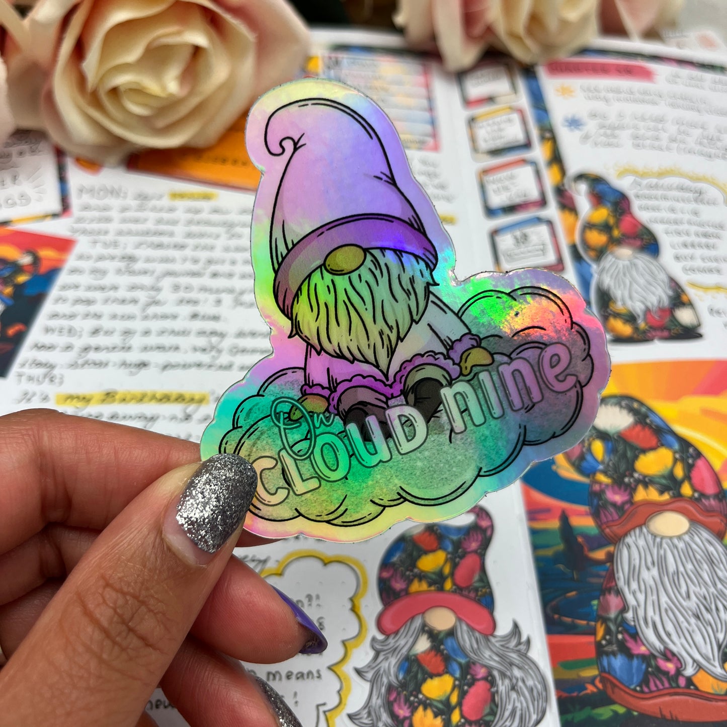 (109) Holographic Vinyl Sticker - On Cloud nine