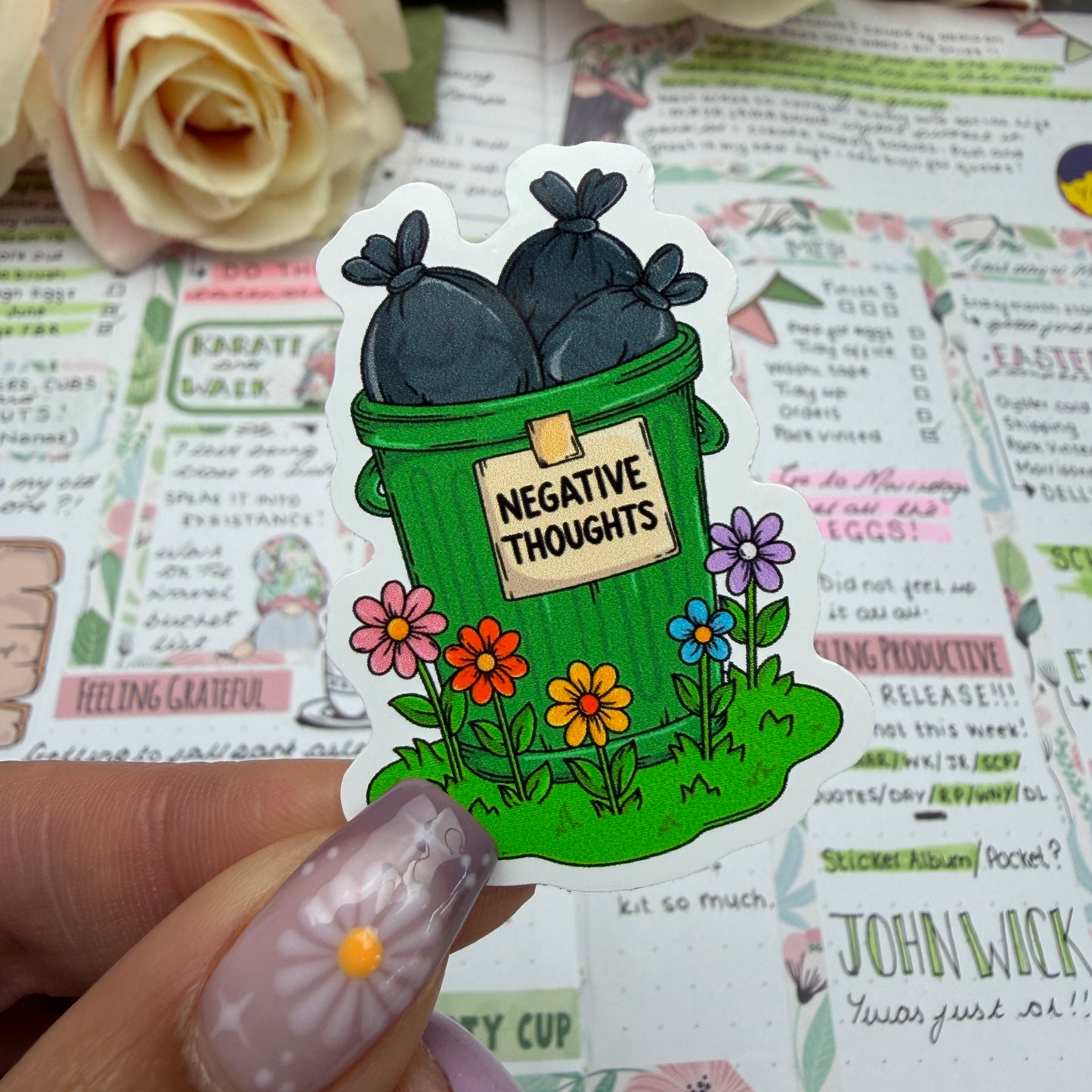 (152) Negative Thoughts Bin - vinyl sticker
