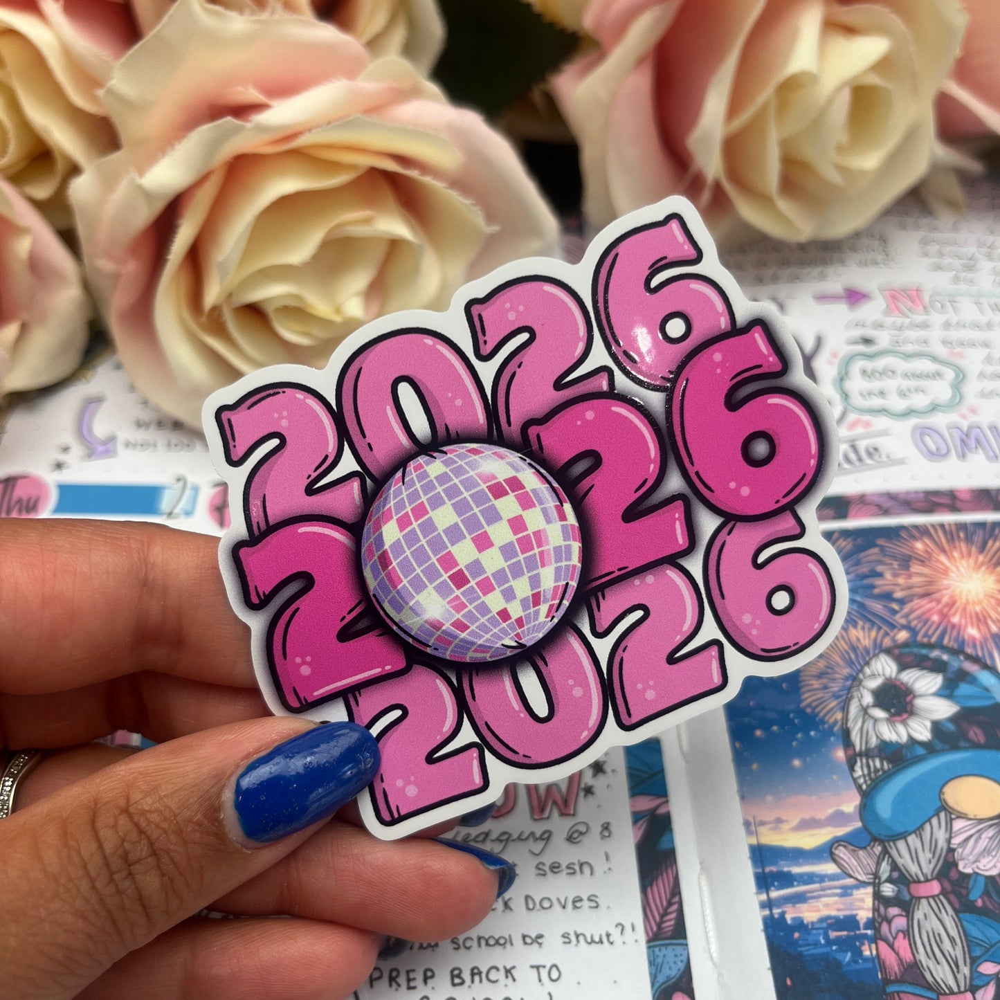 2026 - New Year - PINK - vinyl sticker (0134)