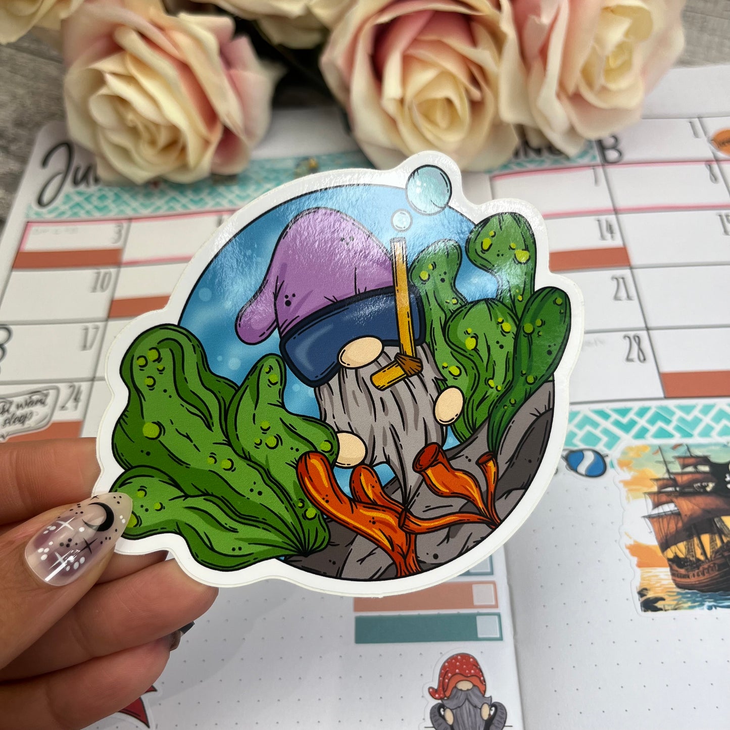 (054) Snorkelling Gonk holiday / vacation - Vinyl sticker