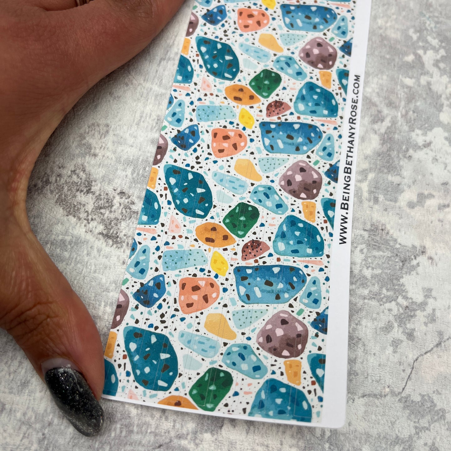 Terrazzo Rocks Greta - thin washi style strip stickers (BBRSTRIPS-0020)