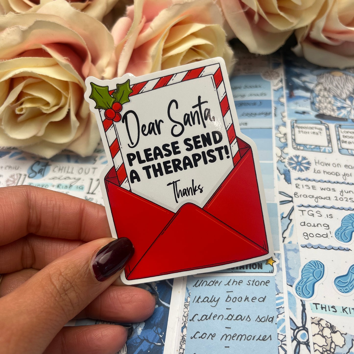 (0150) Dear Santa please send A THERAPIST - christmas vinyl sticker