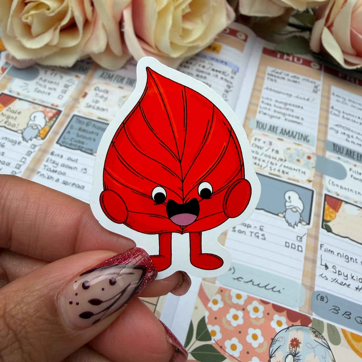 Autumn Leaf character - vinyl sticker (LLU048-51)
