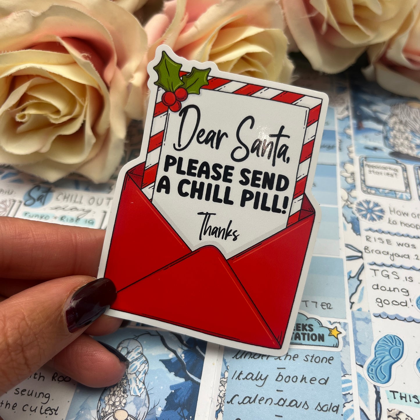 (0150) Dear Santa please send A CHILL PILL - christmas vinyl sticker