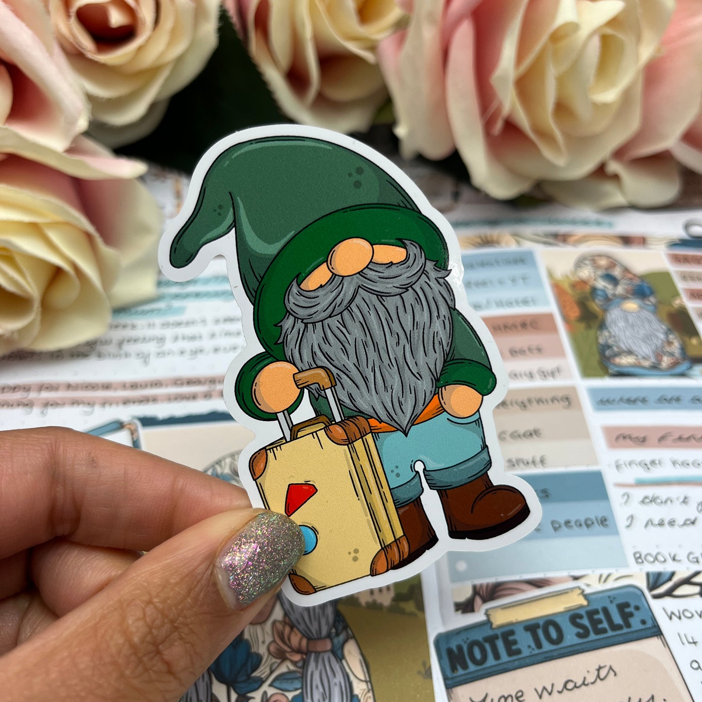 (084) Travel Holiday Gonk - vinyl sticker