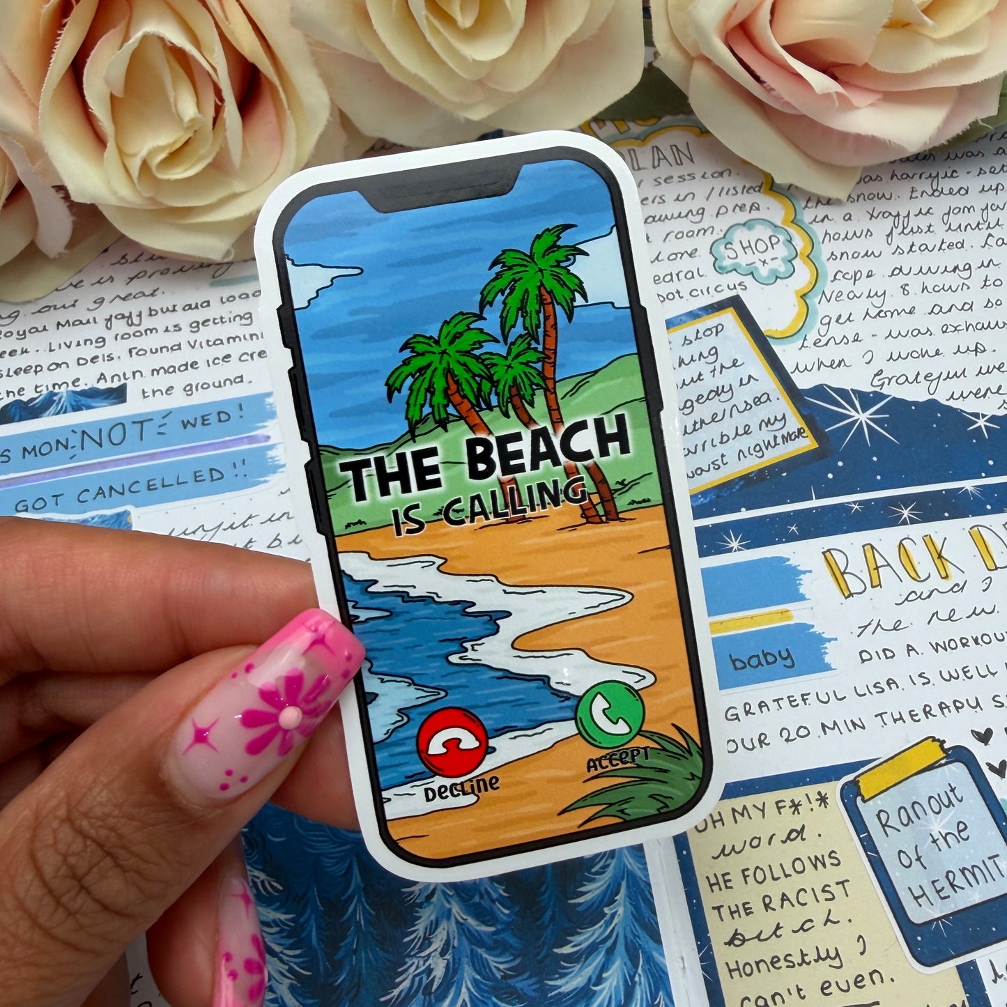 (171) The beach is calling - vinyl sticker