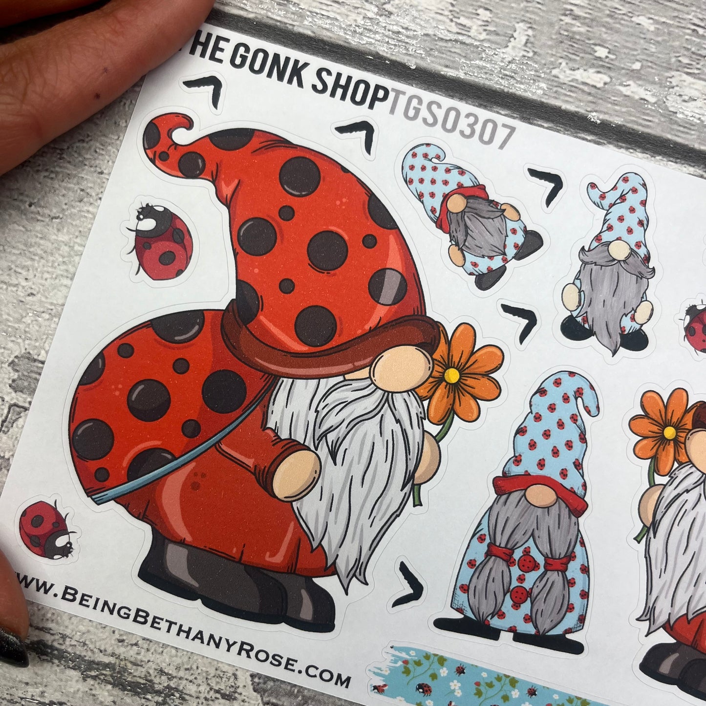 Ruby Ladybird Flower Gonk Stickers (TGS0307)
