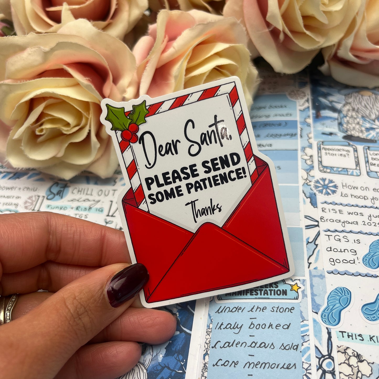 (0150) Dear Santa please send SOME PATIENCE - christmas vinyl sticker