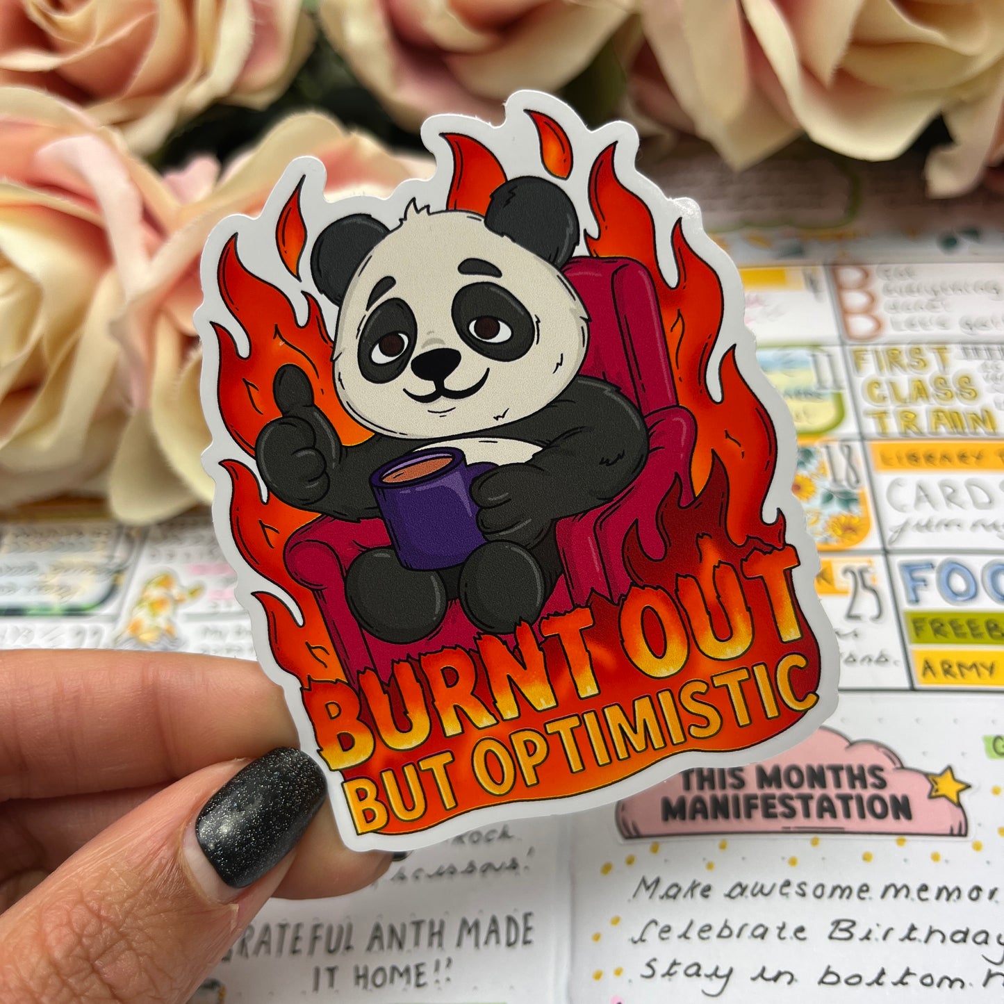 (155) Burnt out but optimistic - vinyl sticker