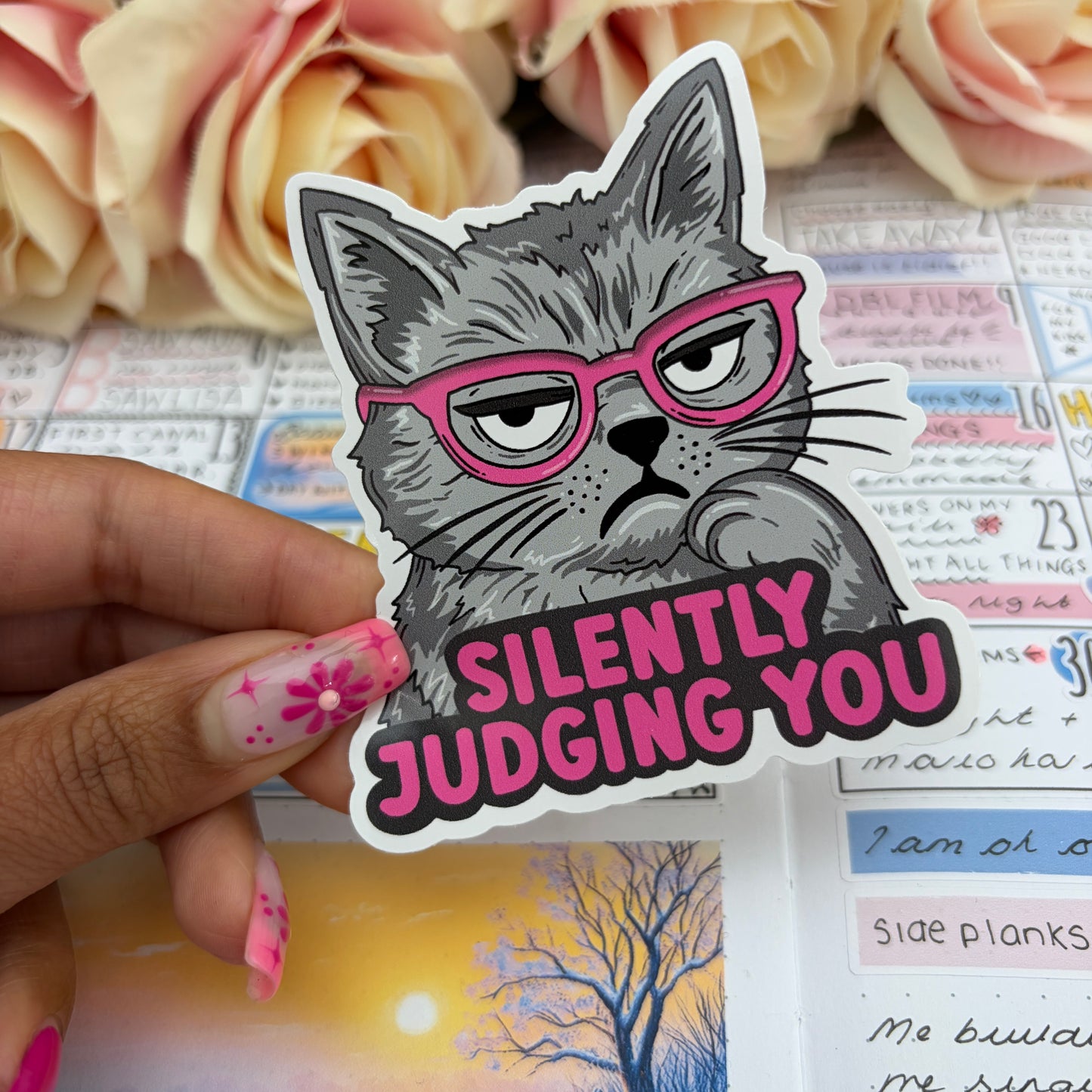 (095) Silently judging you cat - vinyl sticker