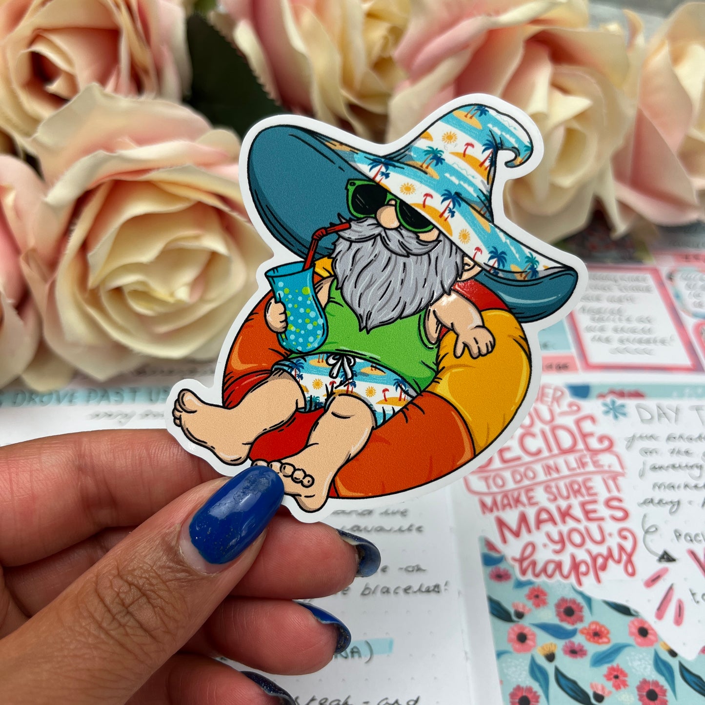 (0135) Summer Holiday Pool Gonk - vinyl sticker