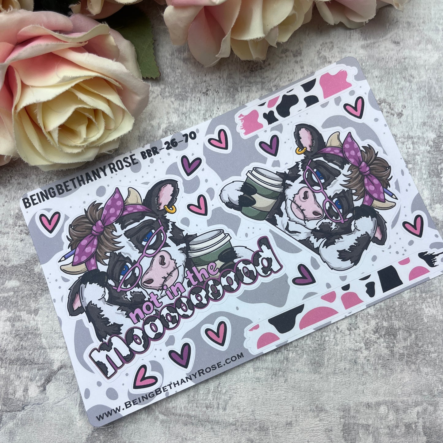 Not in the mood, cow print sticker kit (KIT26070)