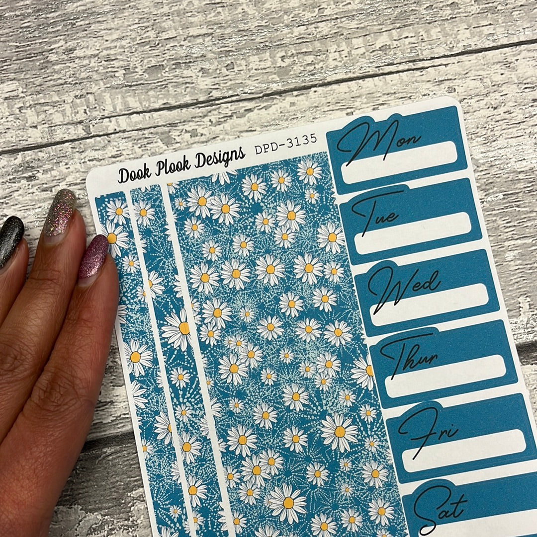 One sheet week planner stickers - Blue Daisy (DPD3135)