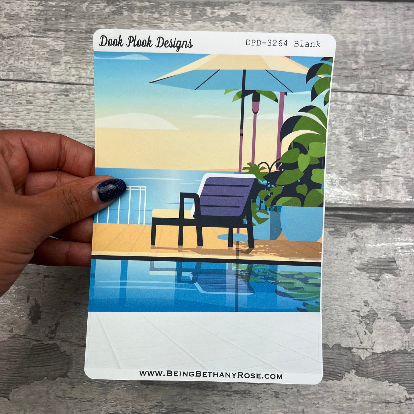 Large Cover Page ' August' Sunbathing Summer Holiday Sticker (DPD3264)