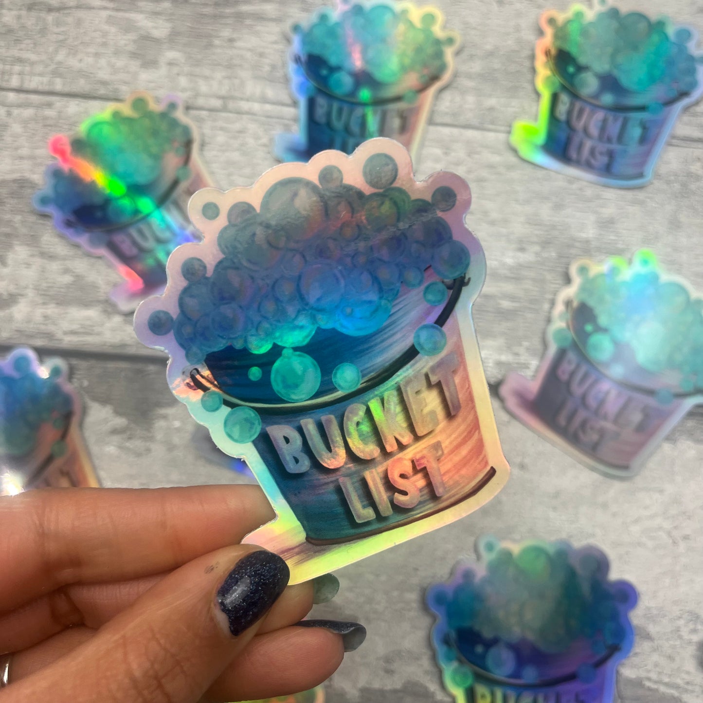 (086) Holographic Vinyl Sticker - Bucket List