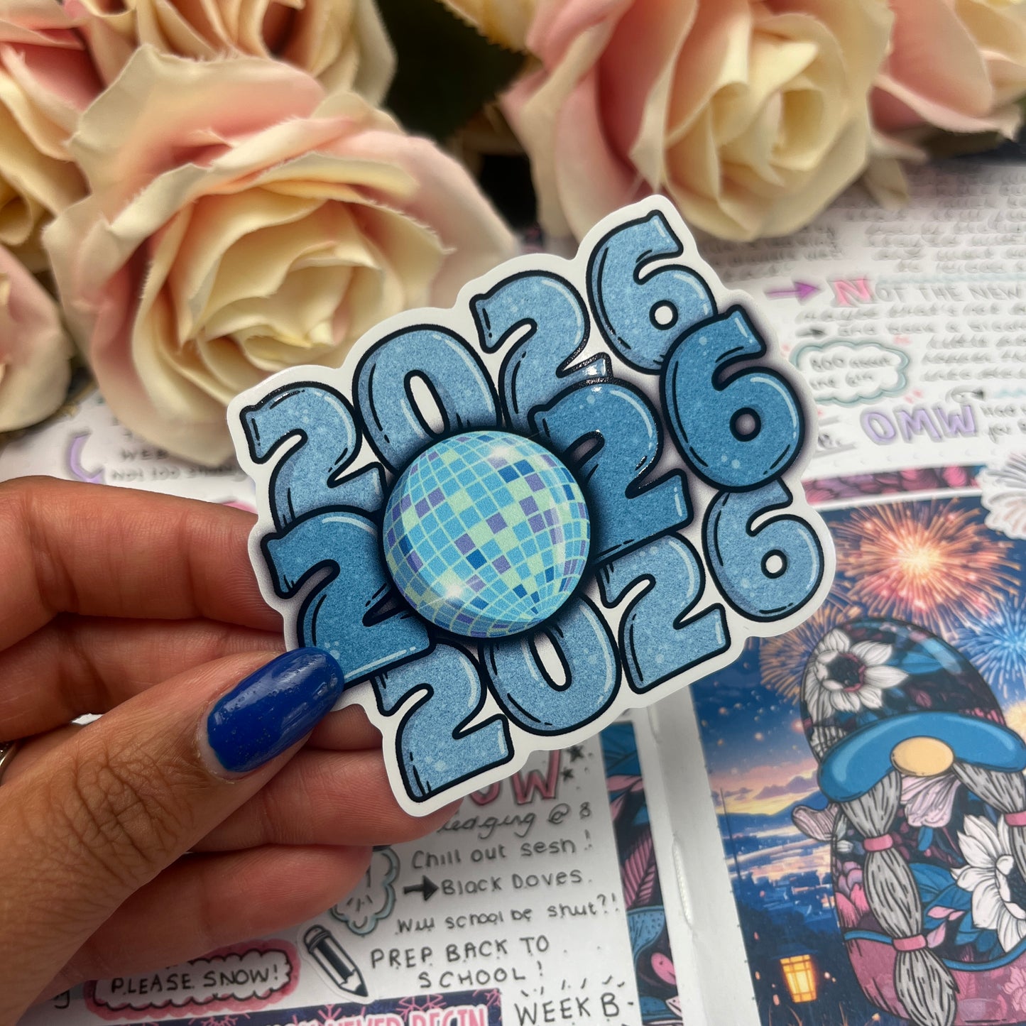 (0134) 2026 - New Year - FAUX GLITTER- vinyl sticker
