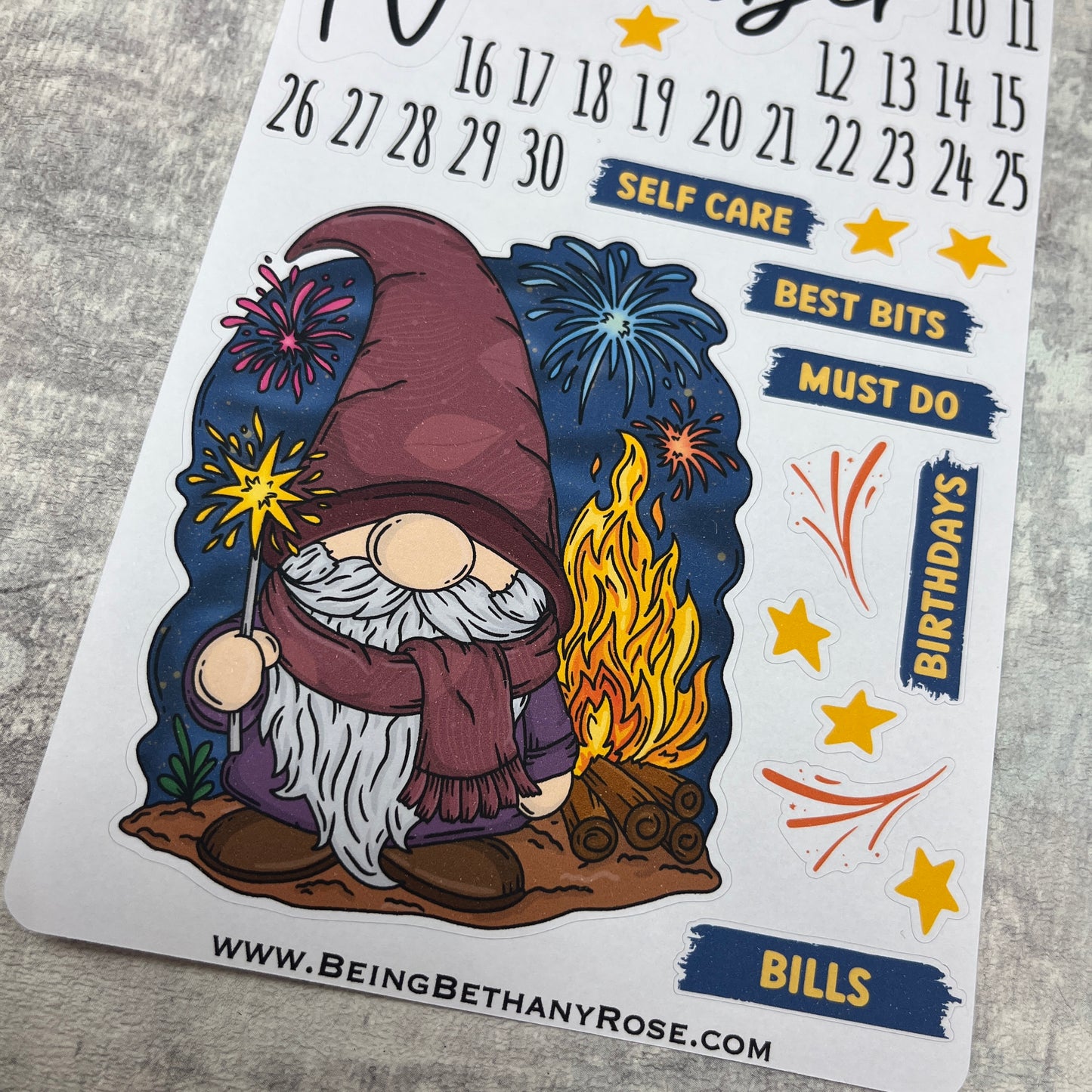 November - Bonfire Night fireworks- Month journal planner stickers (DPD3460)