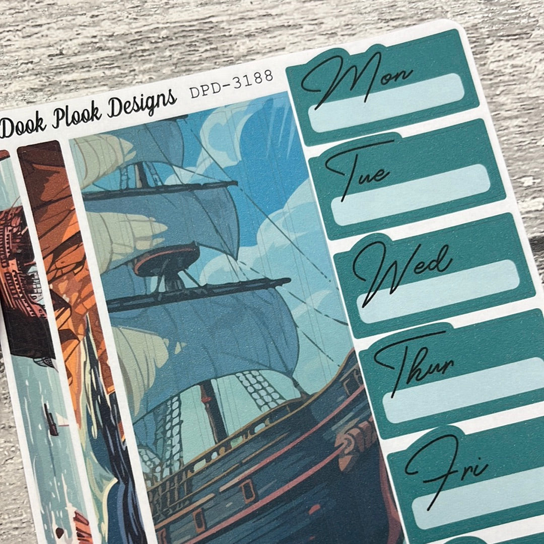 One sheet week planner stickers - Marina Pirate (DPD3188)