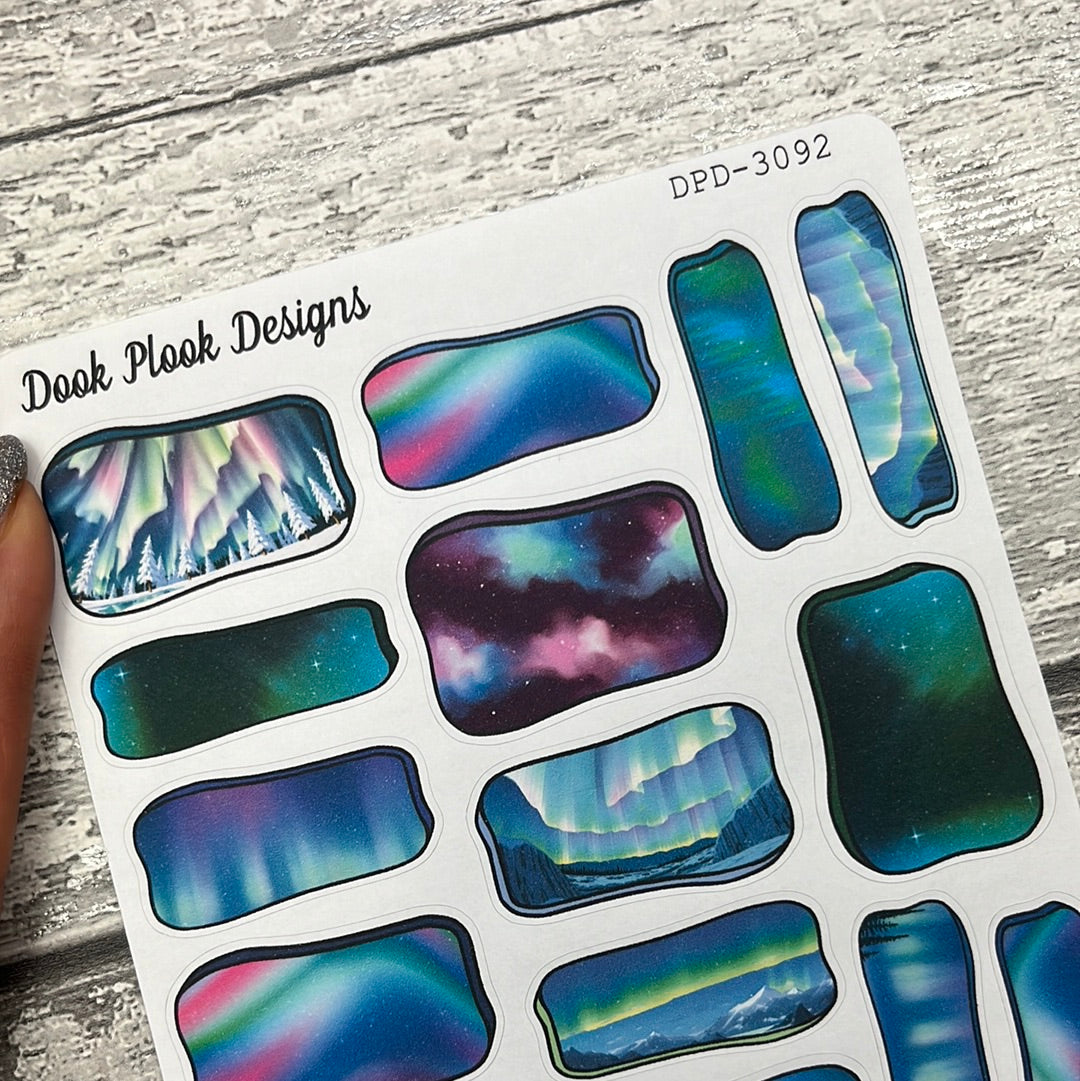Aurora Storm - Northern Lights Hand drawn box stickers (DPD3092)
