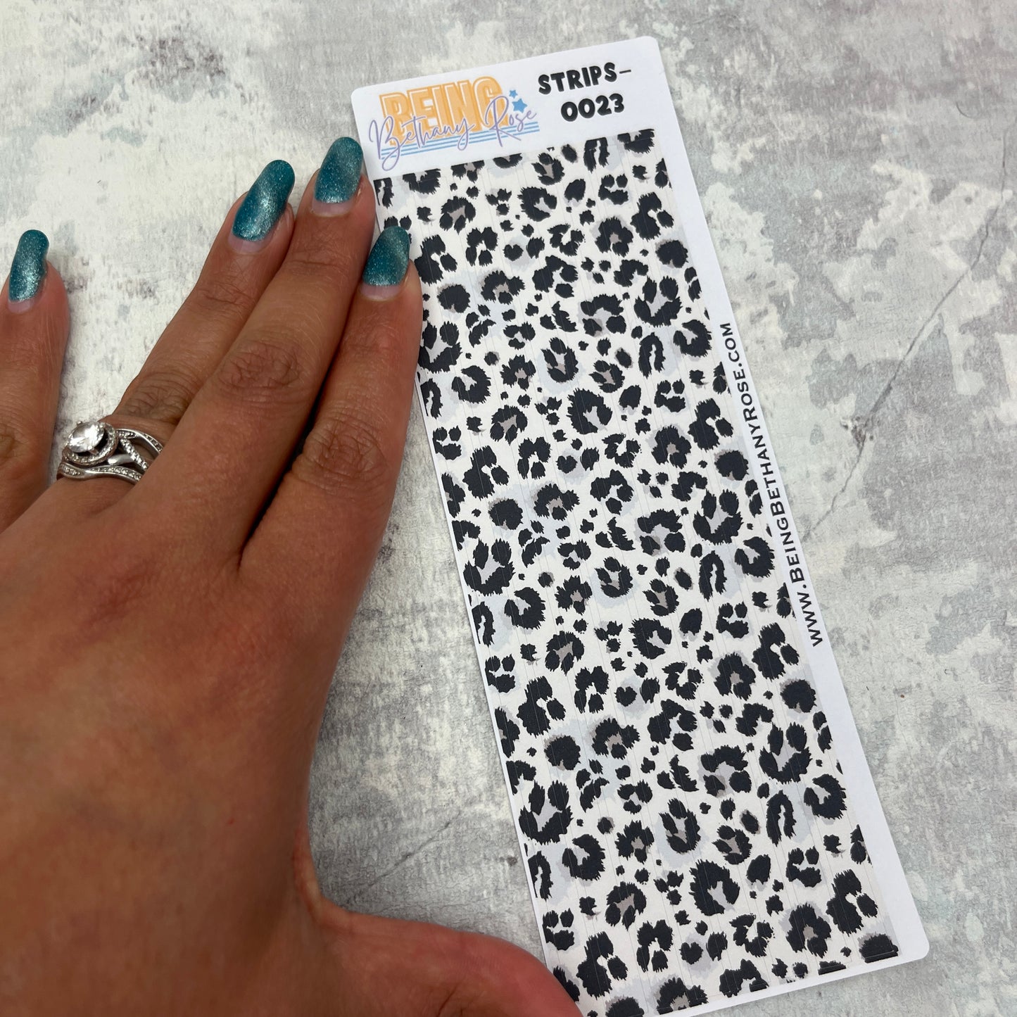 Wendy Mono Leopard Print - thin washi style strip stickers (BBRSTRIPS-0023)