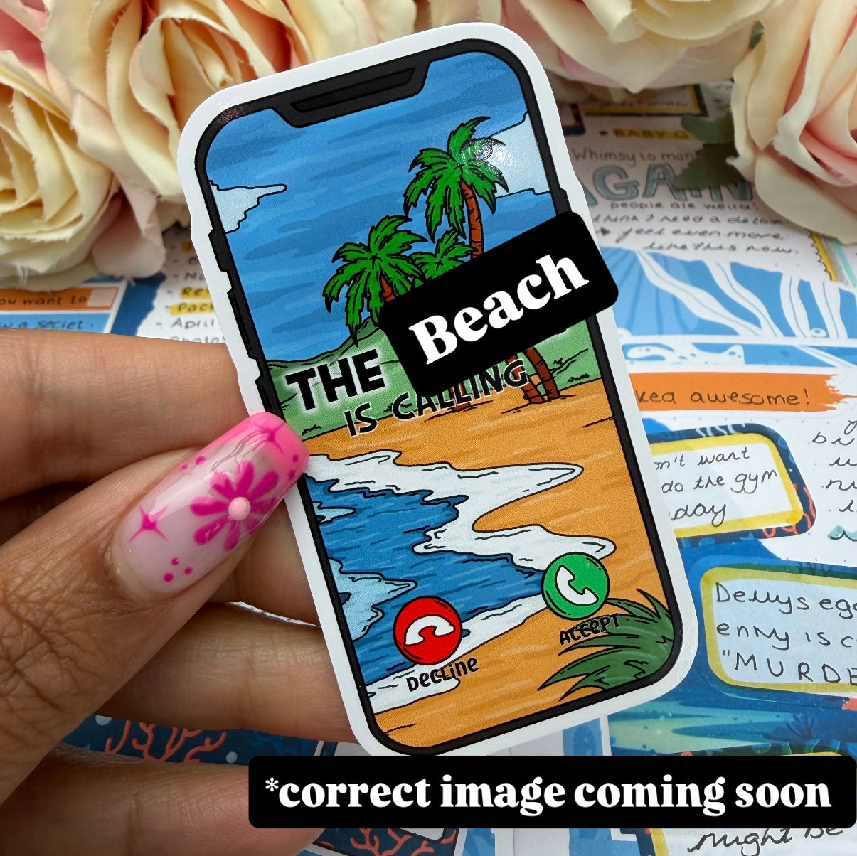 (171) The beach is calling - vinyl sticker