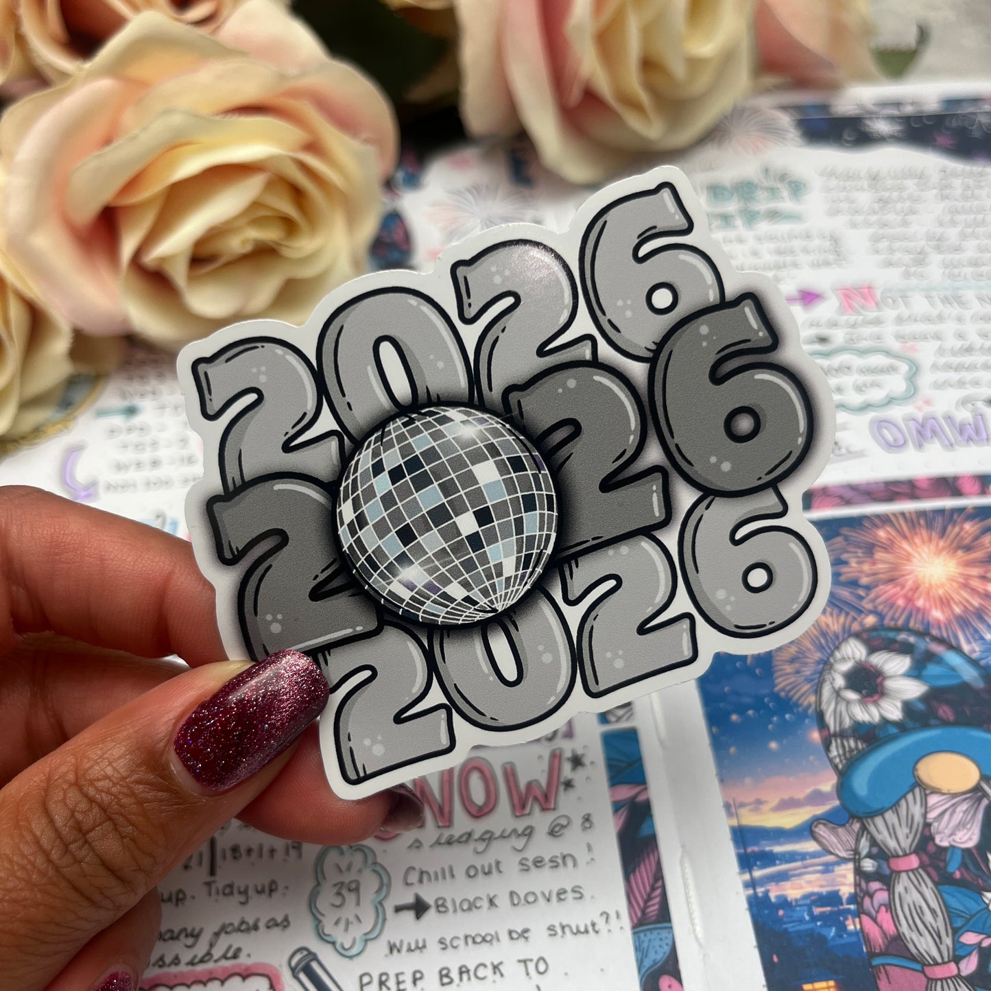(0134) 2026 - New Year - GREY - vinyl sticker