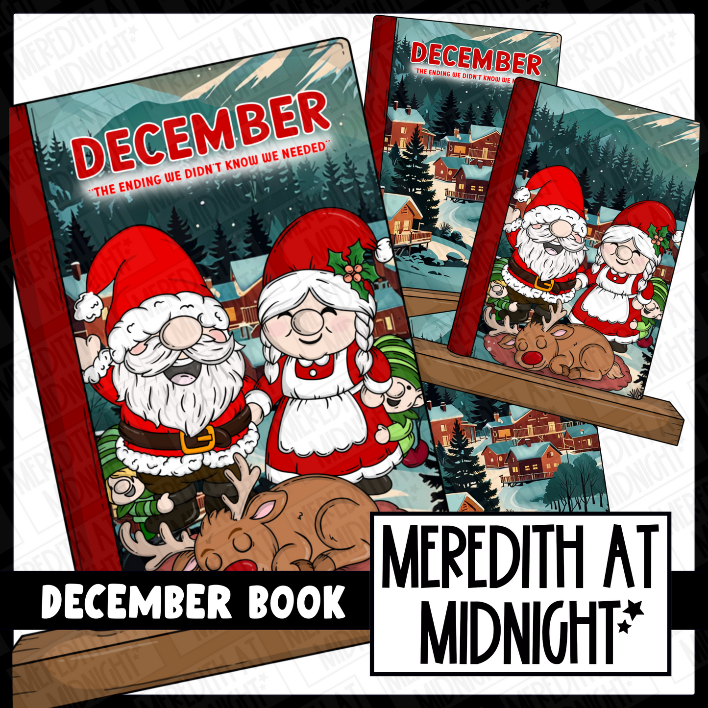 December Book Shelf - Christmas - Cover Page - Clipart