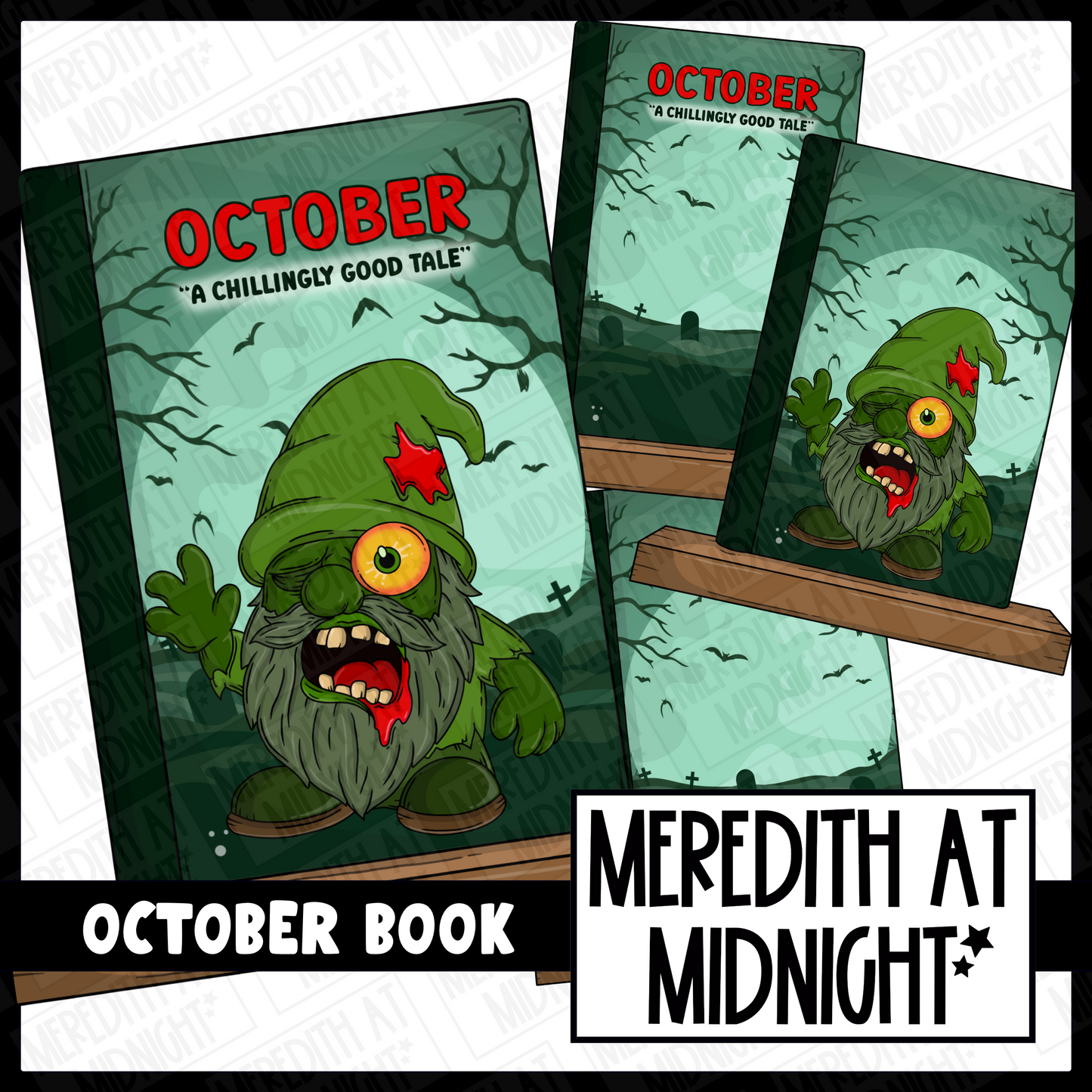 October Book Shelf - Halloween Zombie Attack - Cover Page - Clipart
