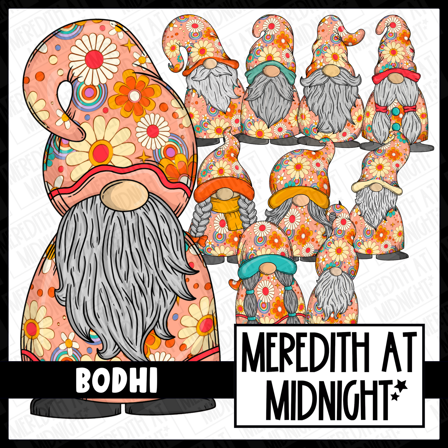 "Bodhi" Flower Power Gonk / Gnome Clipart / Digital Stickers *INSTANT DOWNLOAD* PNG files