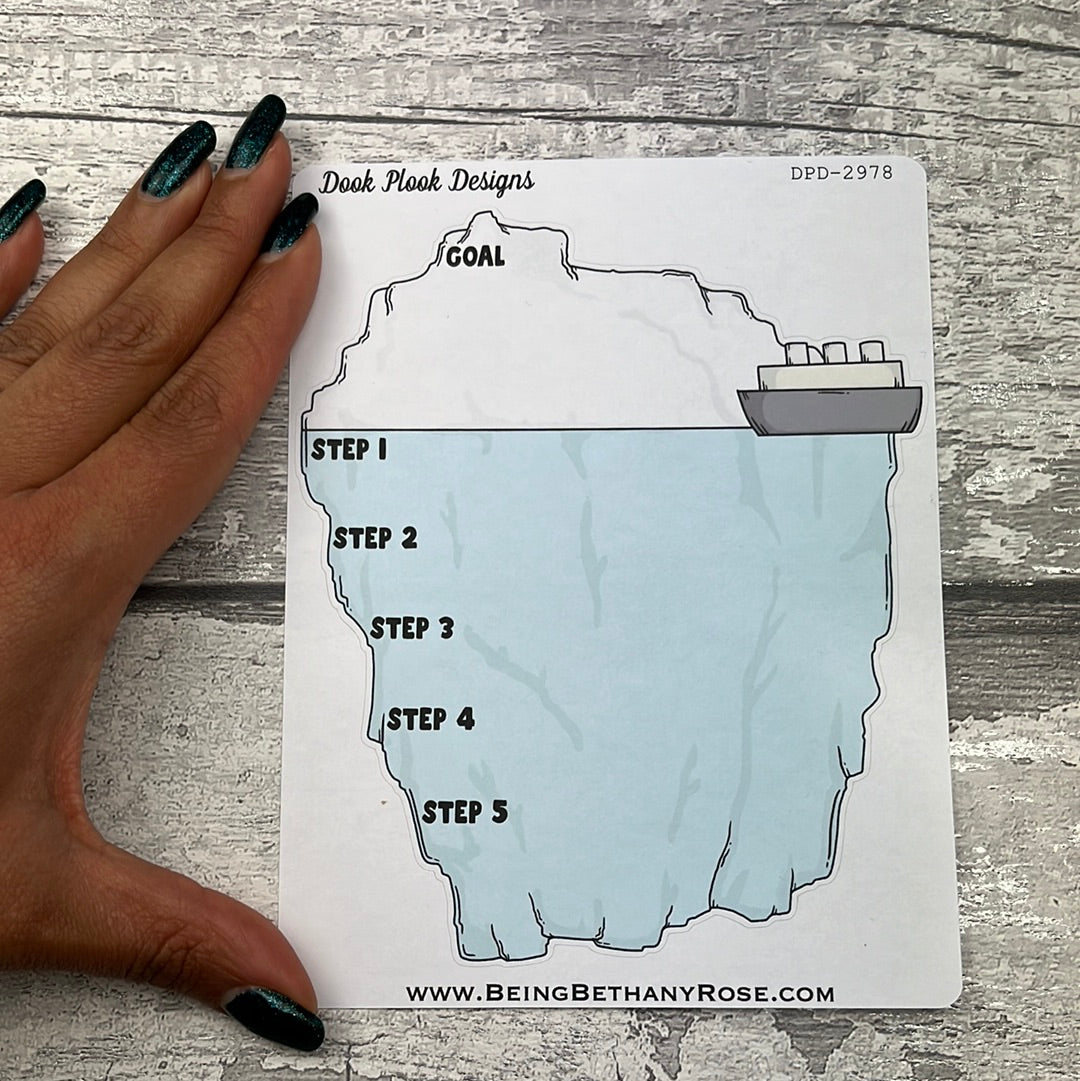 Iceburg Bullet Journal Style goal tracker sticker (DPD2978)