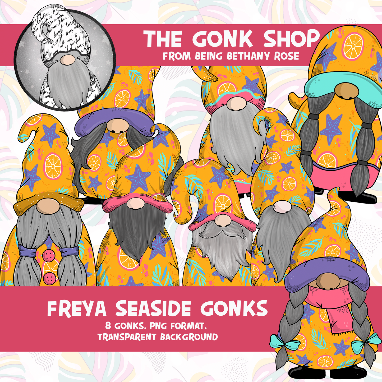 "Freya" Seaside Beach Summer Gonk / Gnome Clipart / Digital Stickers *INSTANT DOWNLOAD* PNG files