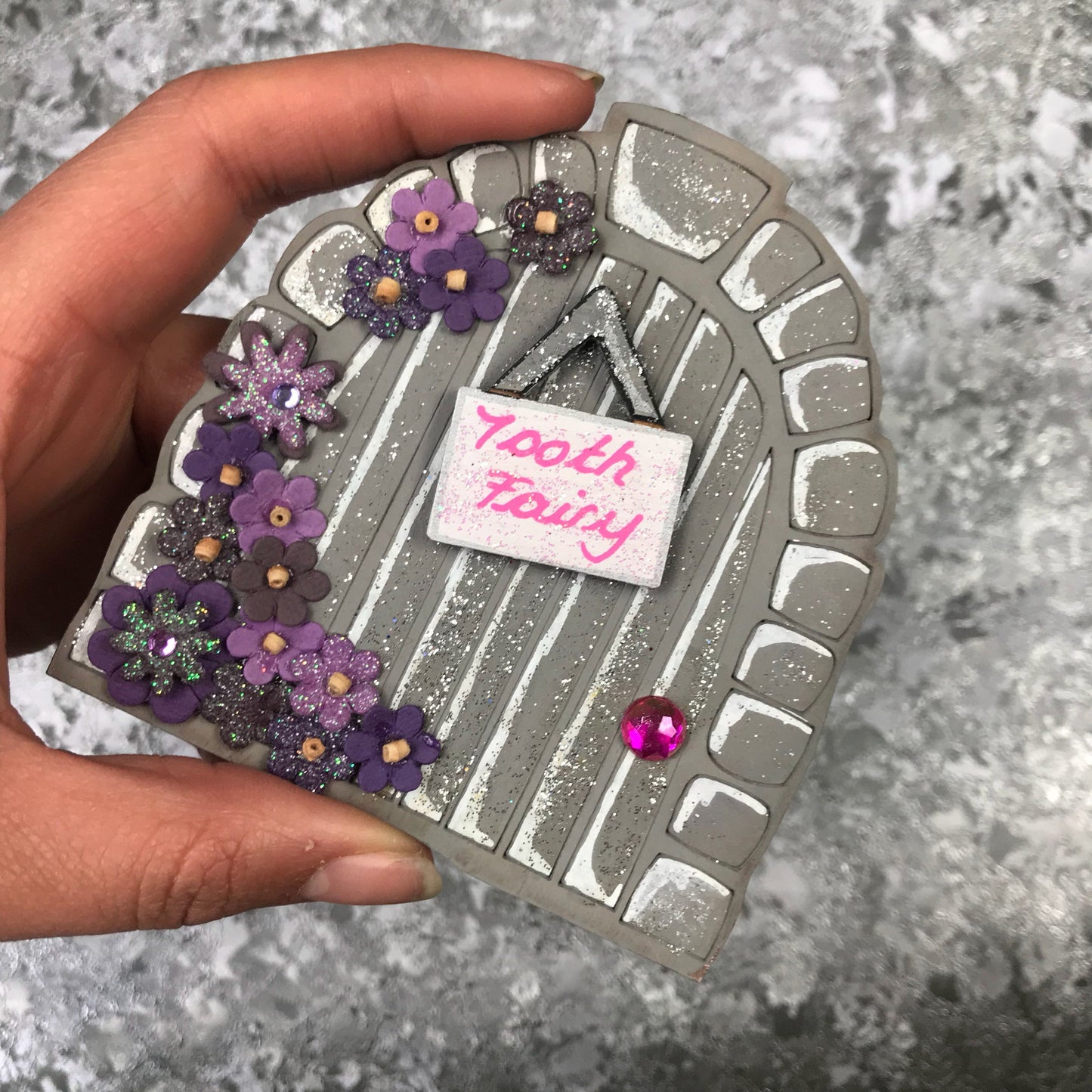 Grey Floral Tooth Fairy Door
