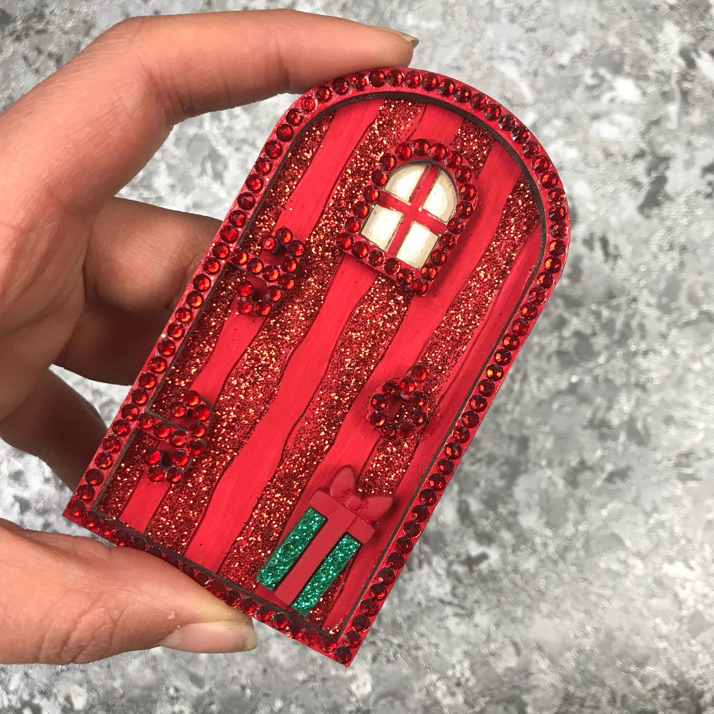 Red sparkly christmas Fairy / Elf Door