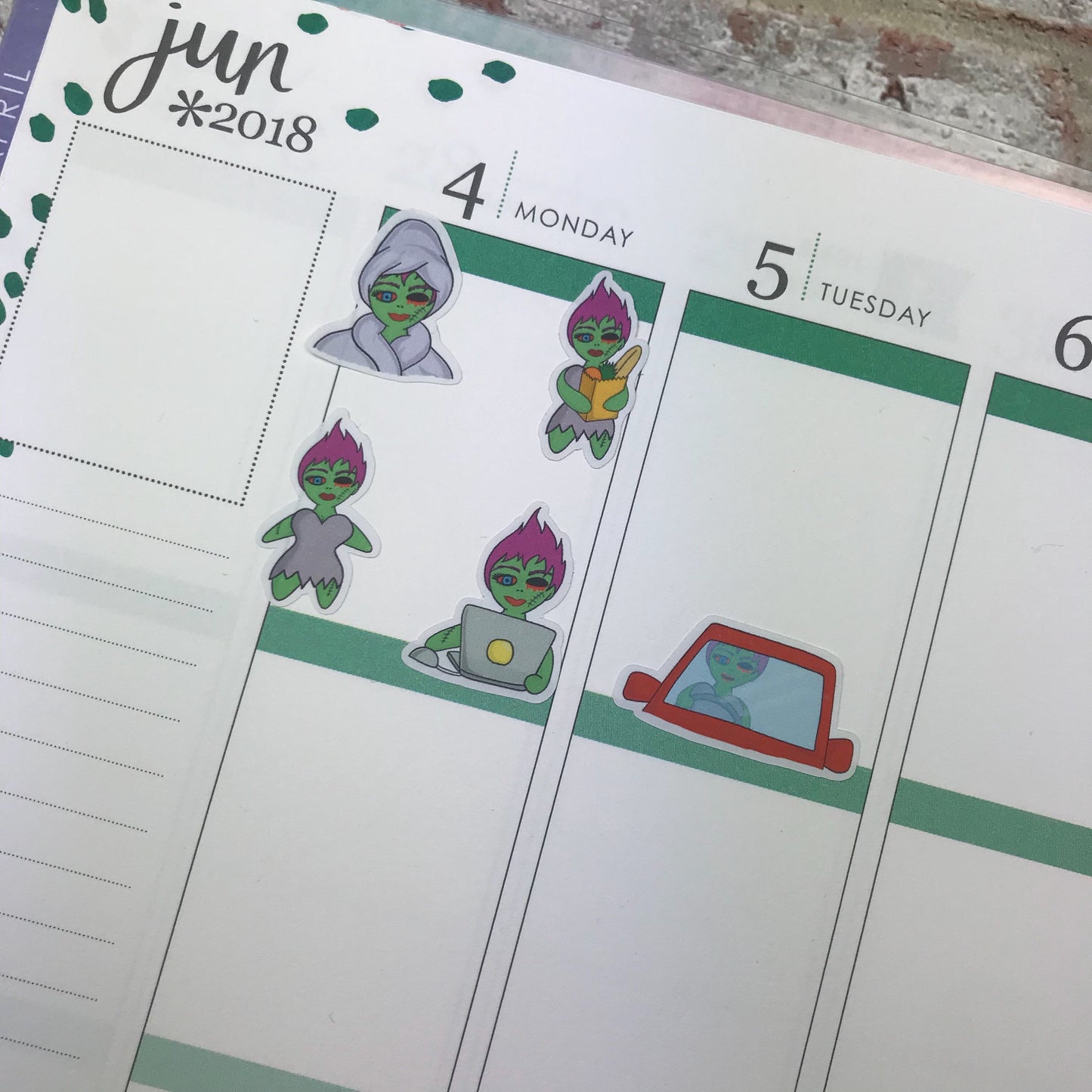 Road trip Zombabe stickers for planners (ZB06)