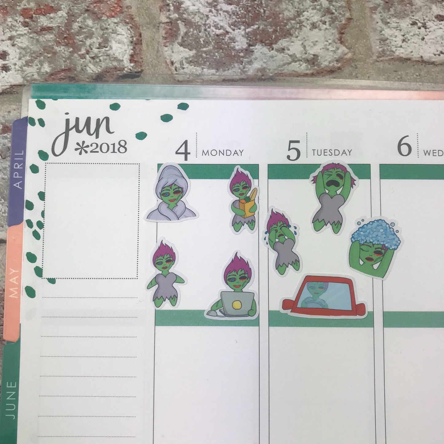 Stressed out Zombabe sticker for planners (ZB07)