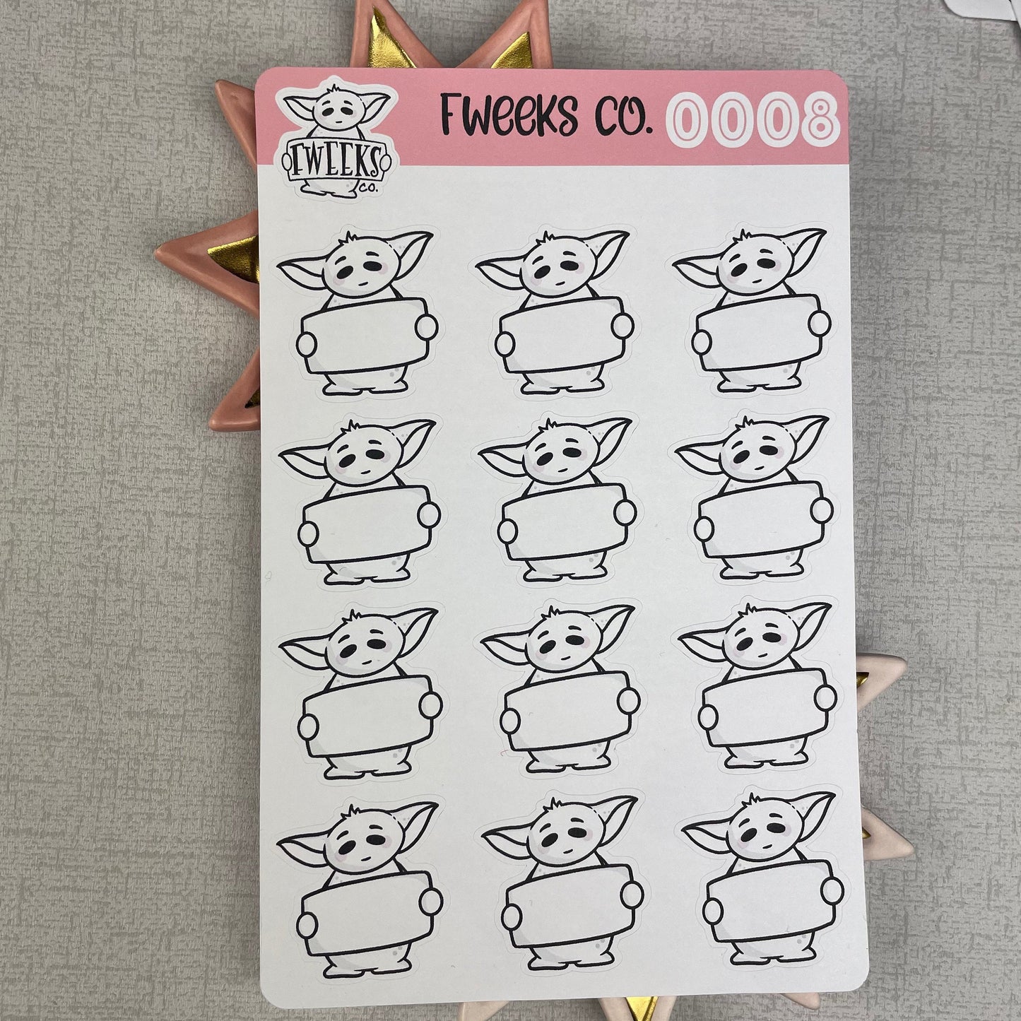 Blank Sign Fweeks Character planner stickers / Hobonichi / Print Pression / Passion Planner etc (0008)