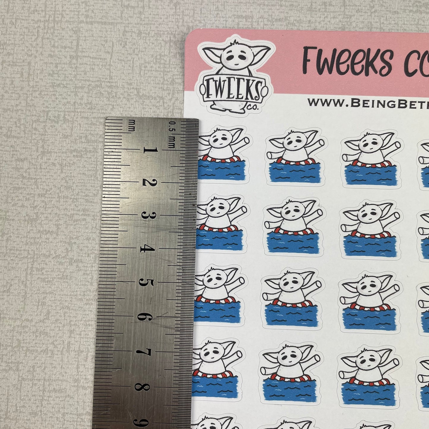 Swimming / Summer / Holiday Fweeks Character Planner Stickers / Happy Planner / Hobinich / TN etc (0018)