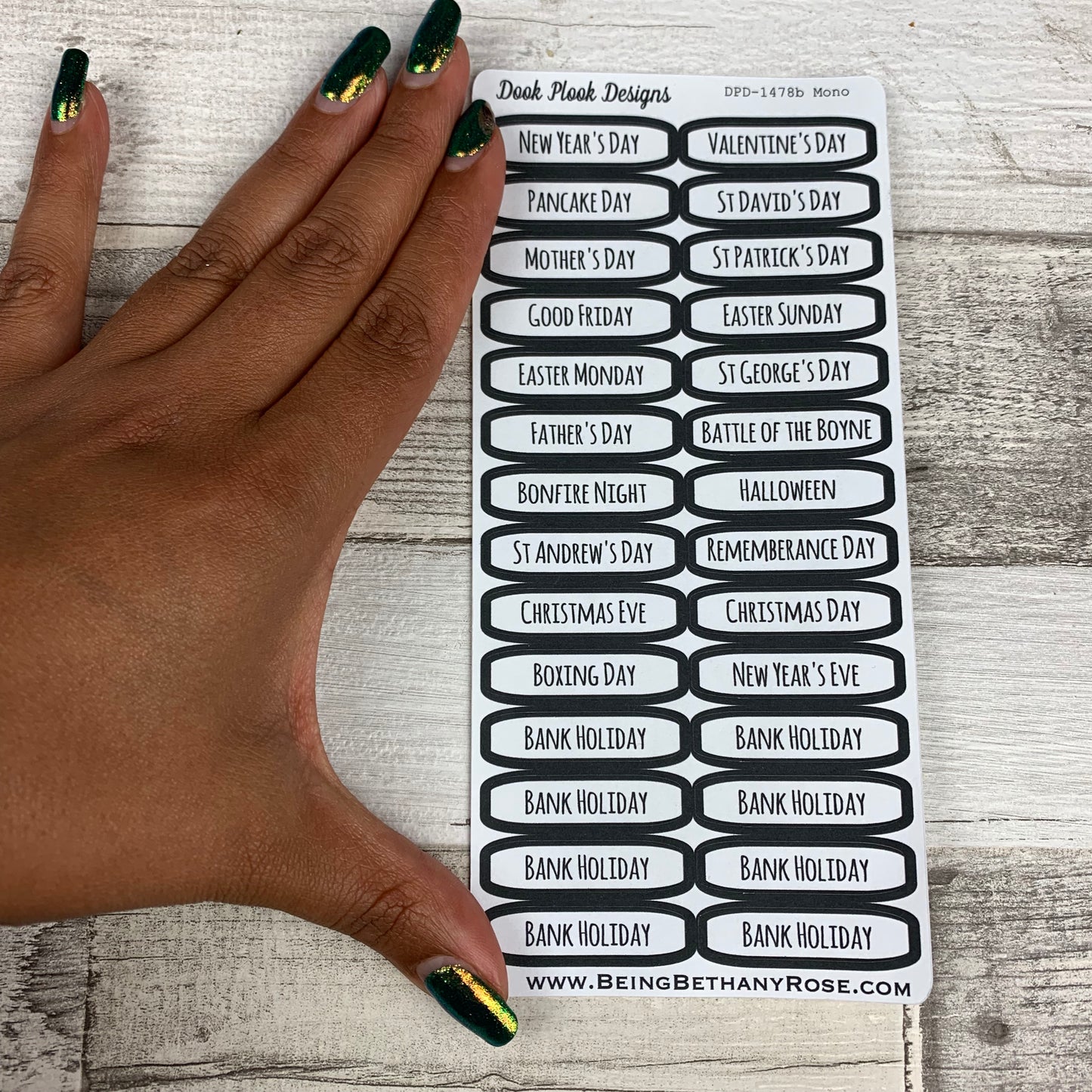 UK Holidays days stickers (DPD1478b Mono)