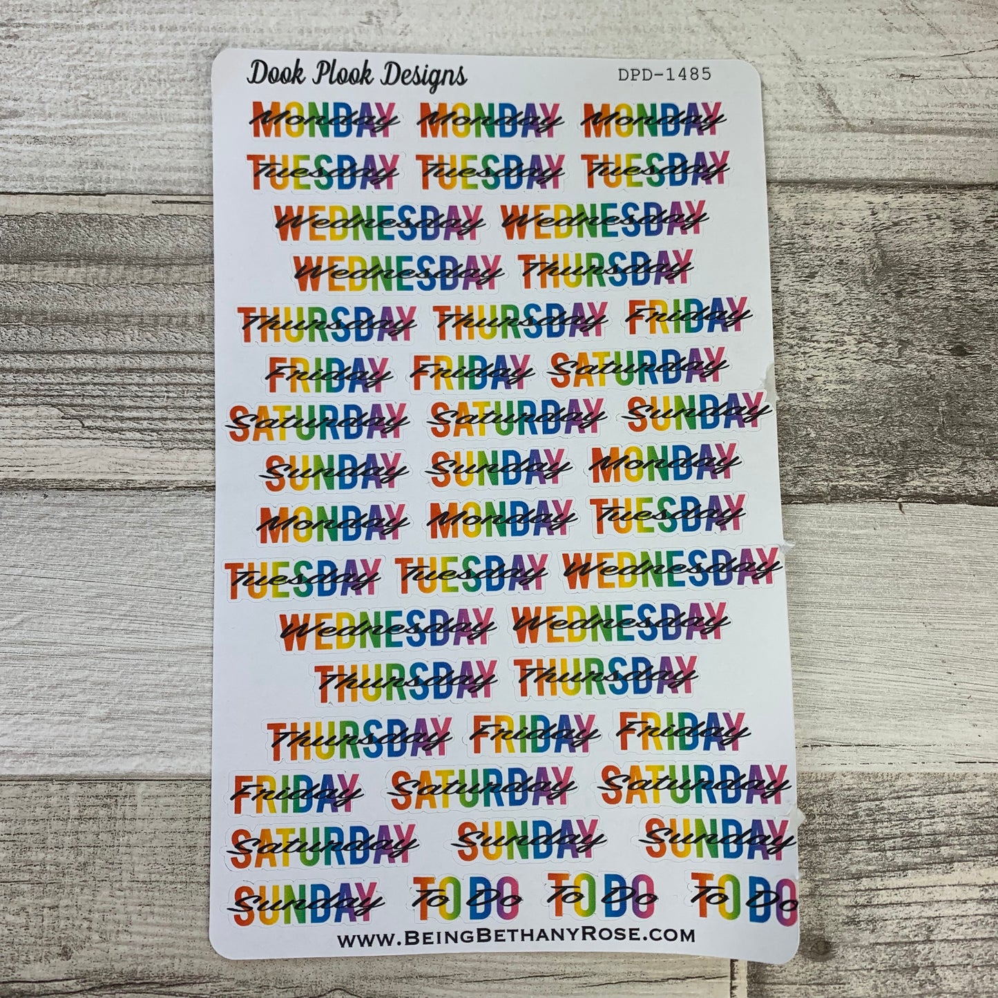 Day cover up / week day stickers (rainbow) (DPD1485)