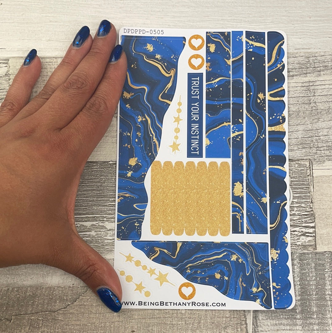 (0505) Passion Planner Daily Wave stickers - Marble Sky