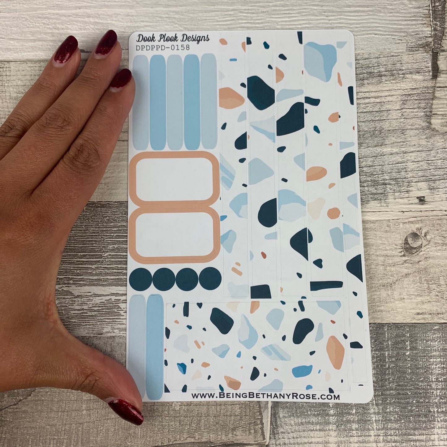 (0158) Passion Planner Daily stickers - Terrazzo Blue