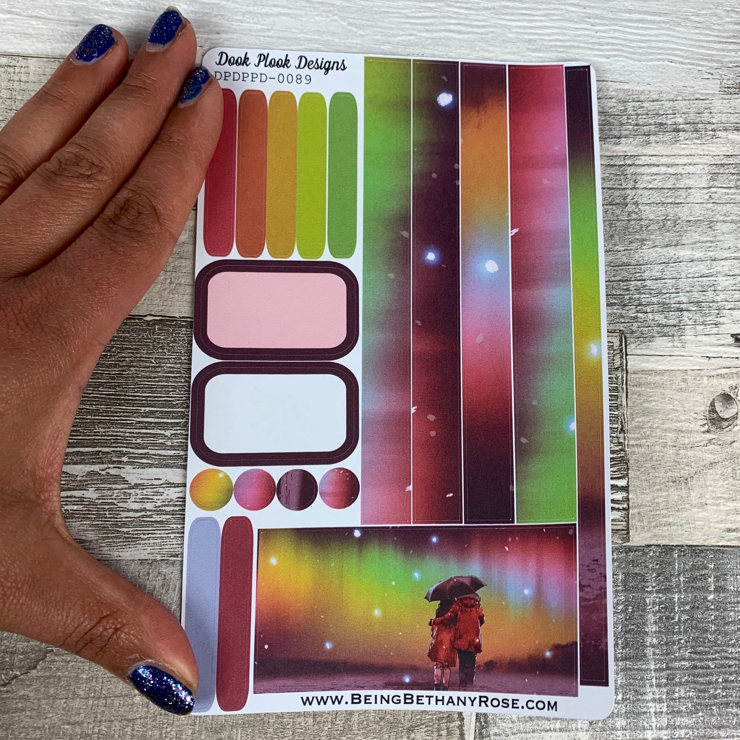 (0089) Passion Planner Daily stickers - Aurora Rain