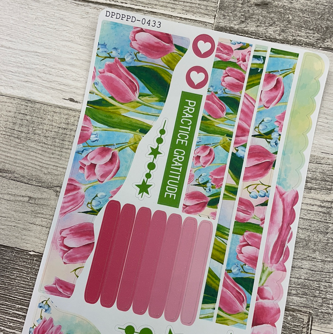 (0433) Passion Planner Daily Wave stickers - Pink Flowers