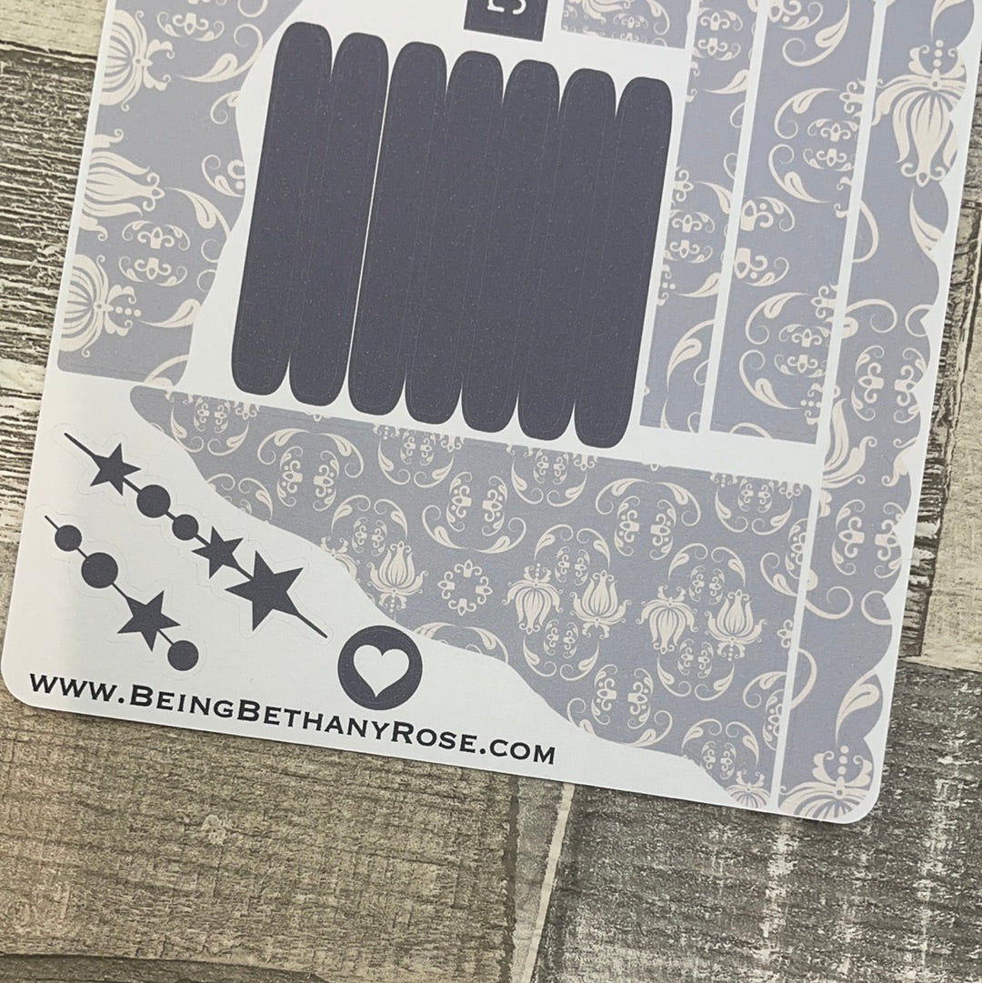 (0623) Passion Planner Daily Wave stickers - Elsa Snowdrop Grey