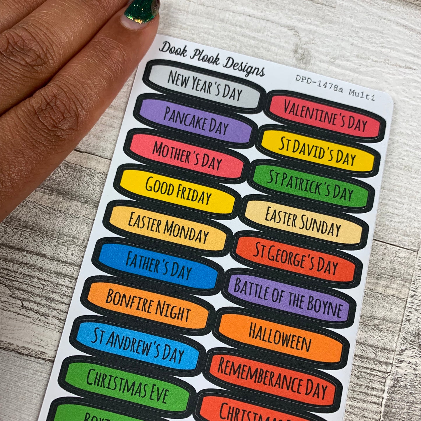 UK Holidays days stickers (DPD1478a Multi)
