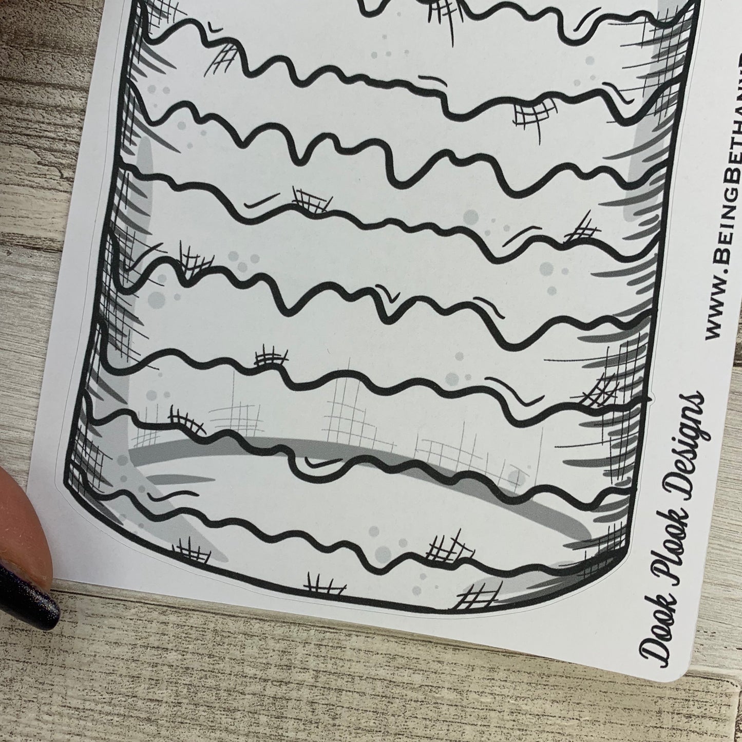 Mason jar sticker (wavy lines) for bullet journals (BUJO-0022)