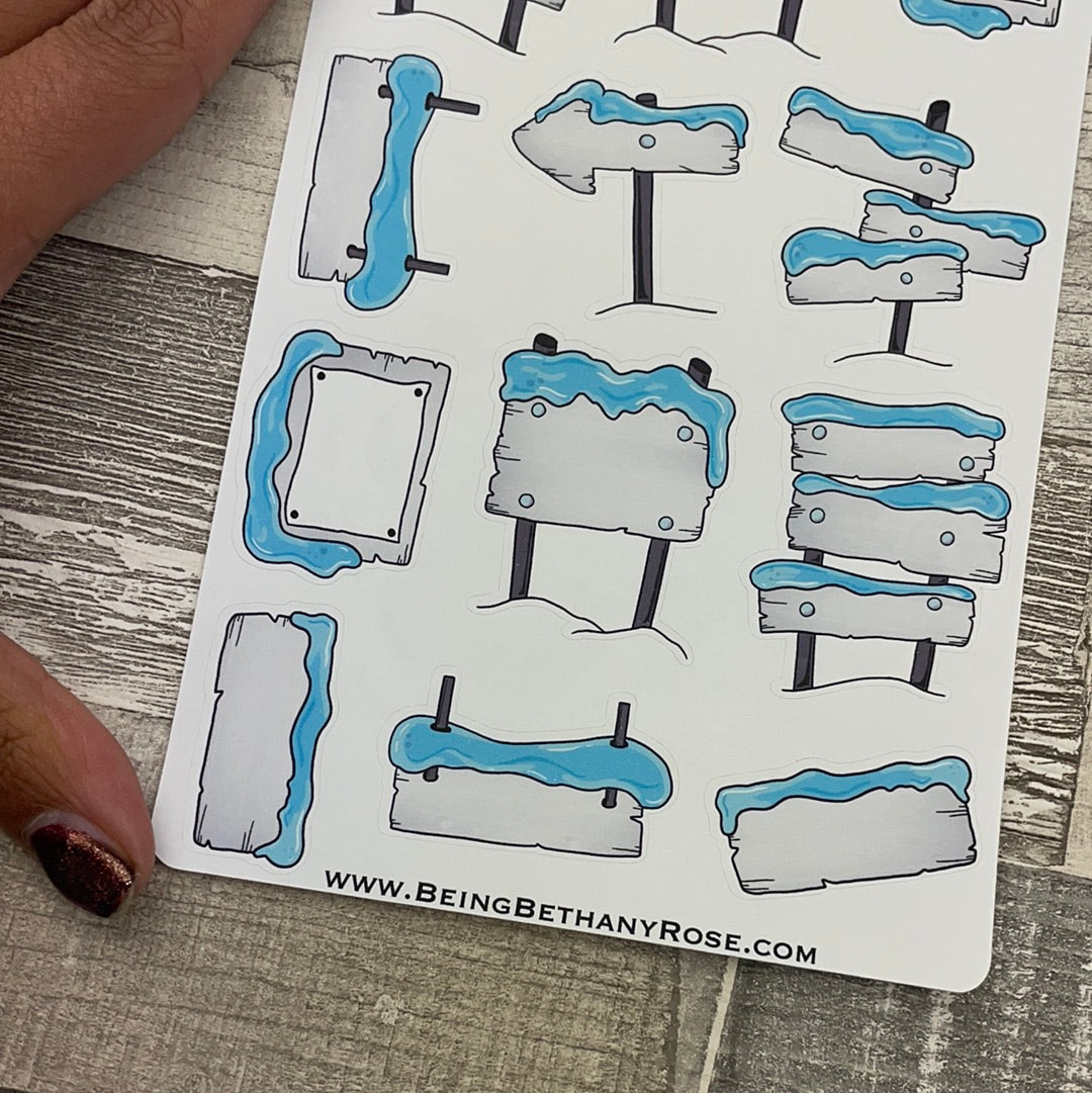 Blue Christmas blank signs stickers (DPD2373)