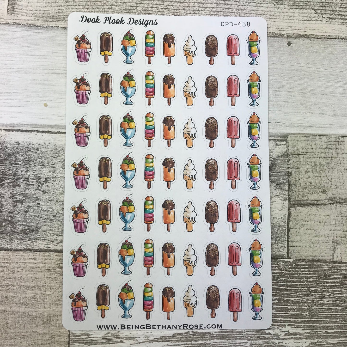 Watercolour ice cream stickers(DPD638)